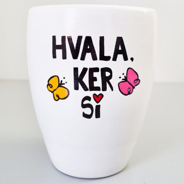 Lonec z ročno poslikavo Hvala, ker si